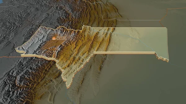 Збільшився Вплив Тар Департамент Болівії Неймовірна Перспектива Карта Рельєфу Поверхневими — стокове фото