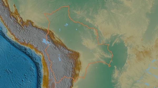 Forma Delineada Área Bolívia Mapa Topográfico Relevo Com Águas Superficiais — Fotografia de Stock
