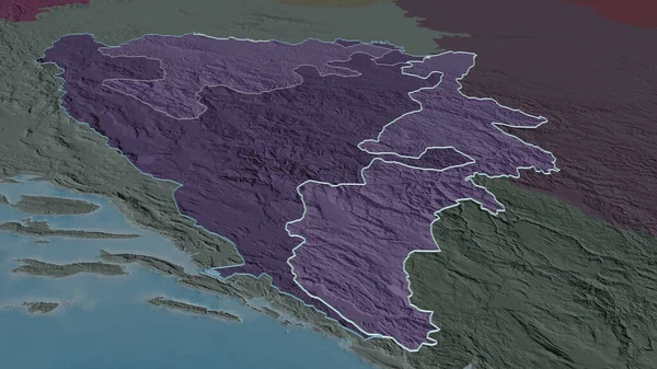 Powiększ Repuplikę Srpską Podmiot Bośni Hercegowiny Perspektywa Ukośna Kolorowa Wyboista — Zdjęcie stockowe