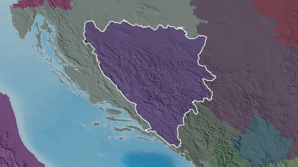 Forma Delineada Zona Bosnia Herzegovina Mapa Coloreado Tocado División Administrativa — Foto de Stock