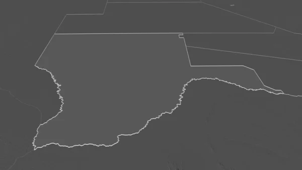 Zoom Kgalagadi District Botswana Geschetst Obliek Perspectief Hoogteverschil Kaart Met — Stockfoto