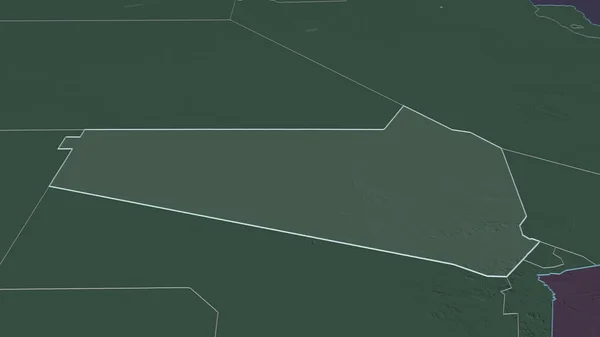 Збільшився Квененгу Район Ботсвани Неймовірна Перспектива Кольорові Зігнуті Карти Адміністративного — стокове фото