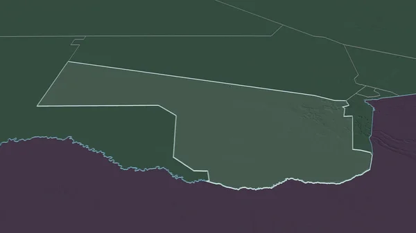 Zoom Southern Distretto Del Botswana Delineato Prospettiva Obliqua Mappa Colorata — Foto Stock