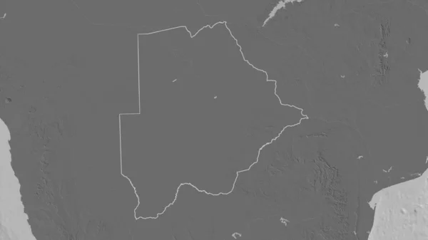 Forma Delineada Área Botsuana Mapa Elevação Bilevel Com Águas Superficiais — Fotografia de Stock