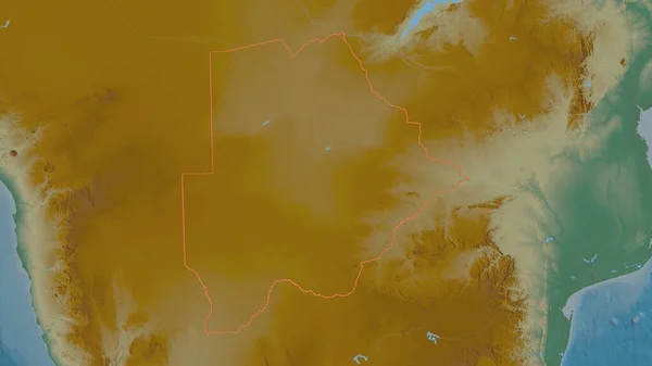 Botswana Bölgesinin Ana Hatlarıyla Çizilmiş Hali Yüzey Suları Olan Topografik — Stok fotoğraf