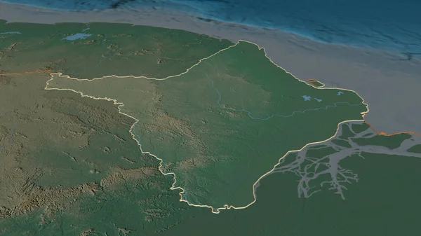 Ampliar Amapa Estado Brasil Esbozado Perspectiva Oblicua Mapa Topográfico Relieve — Foto de Stock