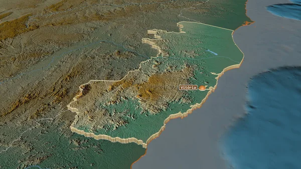 Zoom Sur Espirito Santo État Brésil Extrudé Perspective Oblique Carte — Photo