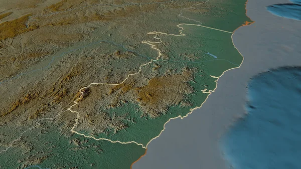 Inzoomen Espirito Santo Staat Brazilië Geschetst Obliek Perspectief Topografische Reliëfkaart — Stockfoto