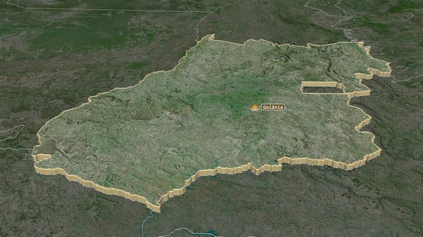 Zoom Goias Estado Brasil Extruido Perspectiva Oblicua Imágenes Satélite Renderizado —  Fotos de Stock