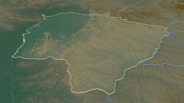Mato Grosso Sul ブラジルの状態 でズームアウトされました 嘘の見方だ 地表水と地形救援マップ 3Dレンダリング — ストック写真