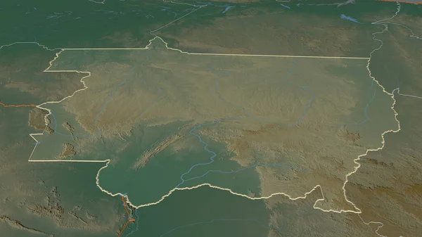 Ampliar Mato Grosso Estado Brasil Esbozado Perspectiva Oblicua Mapa Topográfico — Foto de Stock