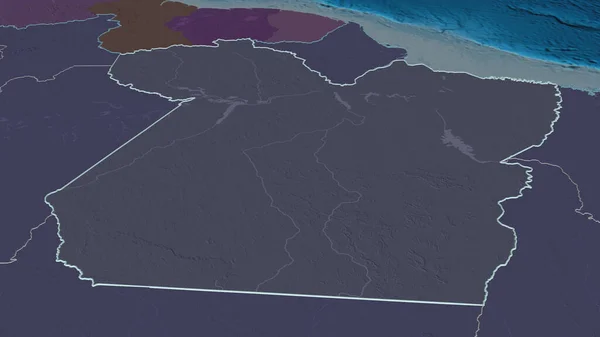 Zoom Auf Para Bundesstaat Brasilien Umrissen Schräge Perspektive Farbige Landkarte — Stockfoto