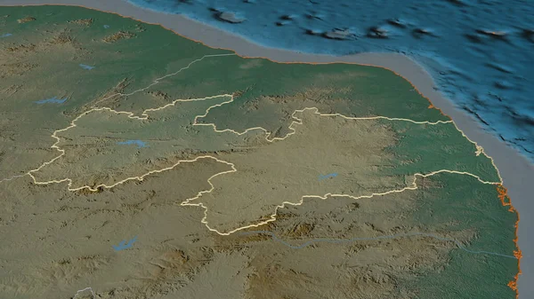 パライバ ブラジルの州 でズームアウト 嘘の見方だ 地表水と地形救援マップ 3Dレンダリング — ストック写真