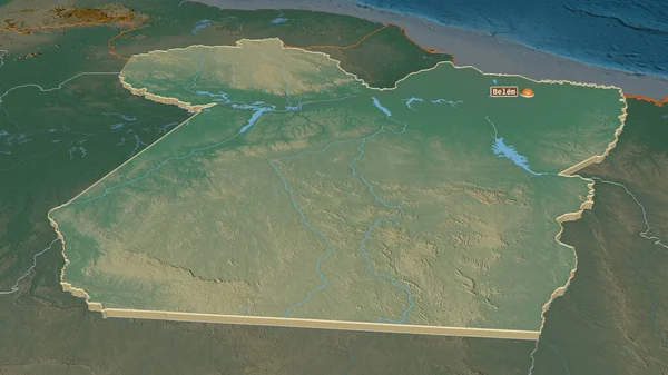 Ускорение Пара Штат Бразилия Экструдированы Непристойная Перспектива Карта Рельефа Поверхностными — стоковое фото