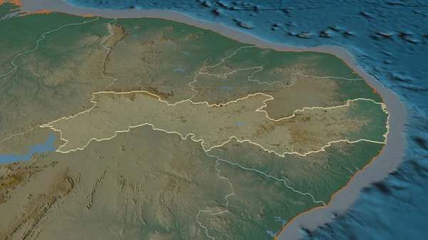 Zoom Pernambuco Estado Brasil Delineado Perspectiva Óbvia Mapa Topográfico Relevo — Fotografia de Stock