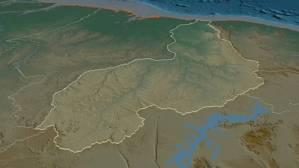 Zoom Piauí Estado Brasil Delineado Perspectiva Óbvia Mapa Topográfico Relevo — Fotografia de Stock