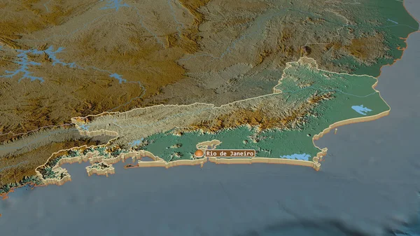 Zooma Rio Janeiro Delstaten Brasilien Extruderade Svagt Perspektiv Topografisk Reliefkarta — Stockfoto