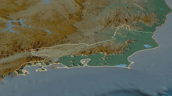 Ampliar Río Janeiro Estado Brasil Esbozado Perspectiva Oblicua Mapa Topográfico — Foto de Stock
