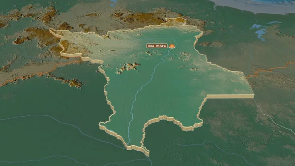 Ampliar Roraima Estado Brasil Extruido Perspectiva Oblicua Mapa Topográfico Relieve — Foto de Stock