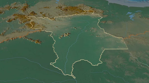 Zoom Inn Roraima Delstaten Brasil Skissert Ugjennomtrengelig Perspektiv Topografisk Avlastningskart – stockfoto