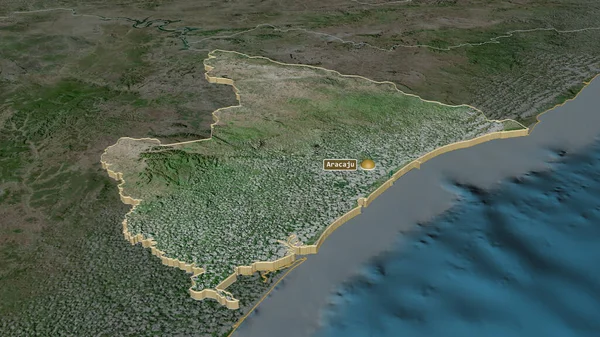 Zoom Auf Sergipe Bundesstaat Brasilien Extrudiert Schräge Perspektive Satellitenbilder Rendering — Stockfoto
