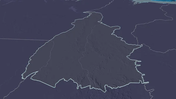 把重点放在Tocantins 巴西州 斜的角度 用地表水绘制了行政区划的彩色和凹凸的地图 3D渲染 — 图库照片