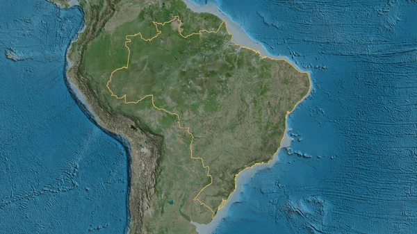Brezilya Bölgesinin Ana Hatlarıyla Çizilmiş Hali Uydu Görüntüleri Görüntüleme — Stok fotoğraf