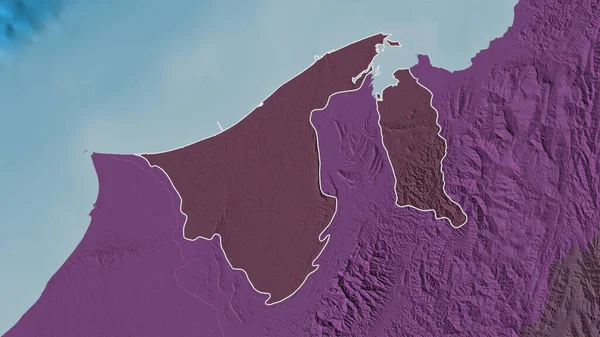 Forma Delineada Zona Brunei Mapa Coloreado Tocado División Administrativa Con — Foto de Stock