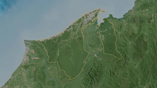 ブルネイ地域の概要 衛星画像 3Dレンダリング — ストック写真