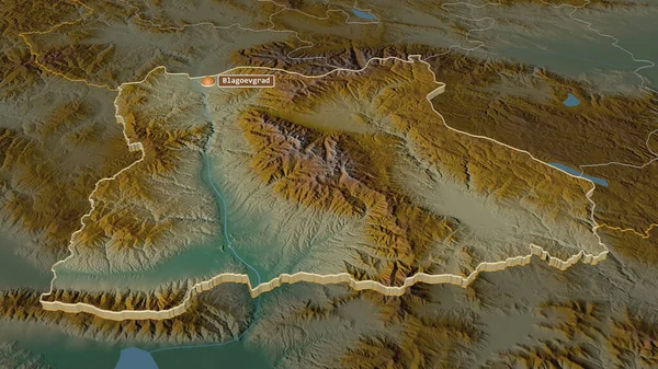 Zooma Blagoevgrad Provinsen Bulgarien Extruderade Svagt Perspektiv Topografisk Reliefkarta Med — Stockfoto