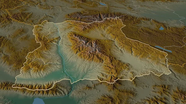 Powiększ Blagoevgrad Prowincja Bułgarii Zarysowane Perspektywa Ukośna Mapa Pomocy Topograficznej — Zdjęcie stockowe