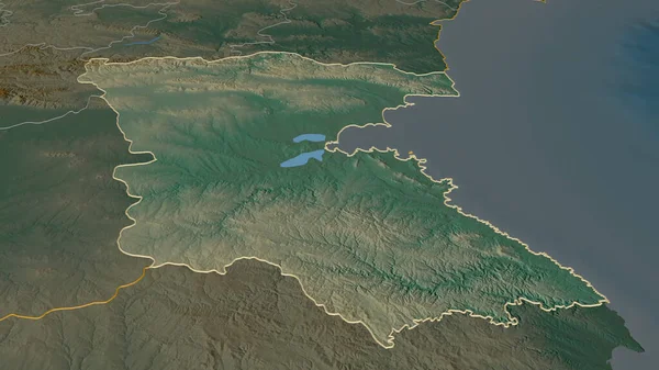Powiększ Burgas Prowincja Bułgarii Perspektywa Ukośna Mapa Pomocy Topograficznej Wodami — Zdjęcie stockowe