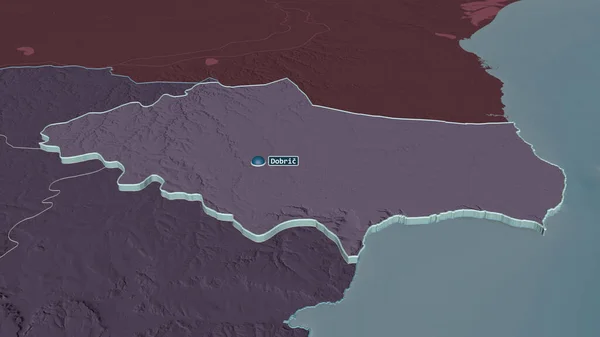 Közelíts Dobrich Bulgária Tartomány Extrudálva Kötelező Perspektíva Felszíni Vizekkel Rendelkező — Stock Fotó