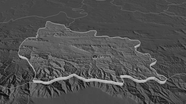 ガブロヴォ ブルガリア共和国 のズームアウト 嘘の見方だ 地表水と二階の標高マップ 3Dレンダリング — ストック写真