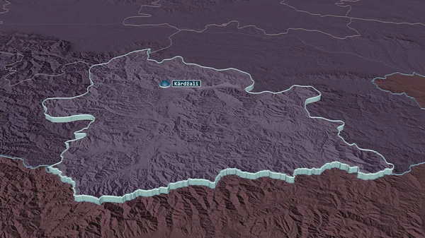 Ampliar Kardzhali Provincia Bulgaria Extruido Perspectiva Oblicua Mapa Coloreado Tocado — Foto de Stock