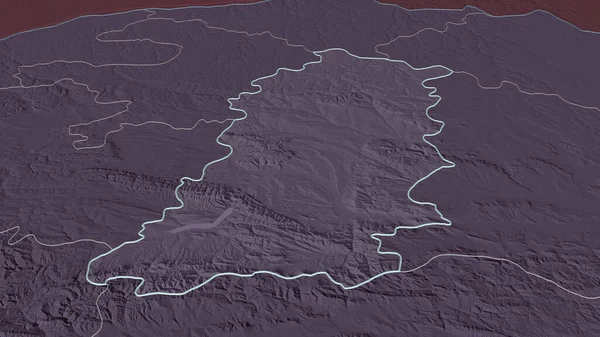 Zoom Shumen Provincia Bulgaria Delineato Prospettiva Obliqua Mappa Colorata Urtata — Foto Stock