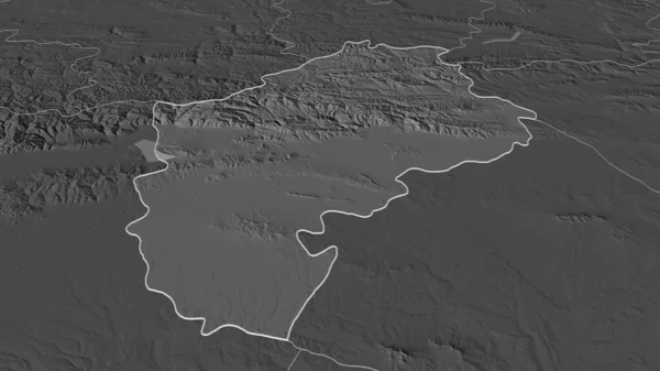 Zoom Sliven Provincia Bulgaria Delineato Prospettiva Obliqua Mappa Elevazione Bilivello — Foto Stock