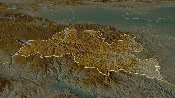 Zoom Smolyan Província Bulgária Delineado Perspectiva Óbvia Mapa Topográfico Relevo — Fotografia de Stock