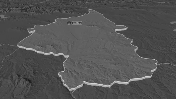 Ampliar Yambol Provincia Bulgaria Extruido Perspectiva Oblicua Mapa Elevación Bilevel — Foto de Stock