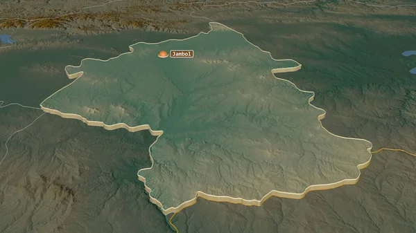 ヤンボル ブルガリア州 でズーム押出 嘘の見方だ 地表水と地形救援マップ 3Dレンダリング — ストック写真