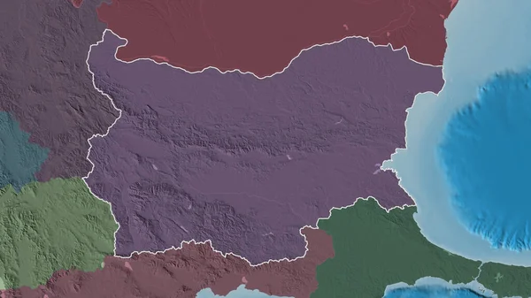 Bulgáriai Térség Körvonalazott Formája Felszíni Vizekkel Rendelkező Közigazgatási Egység Színes — Stock Fotó