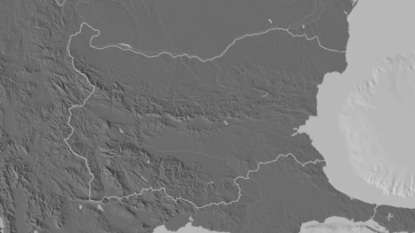 Bulgáriai Térség Körvonalazott Formája Kétszintes Térkép Felszíni Vizekkel Renderelés — Stock Fotó