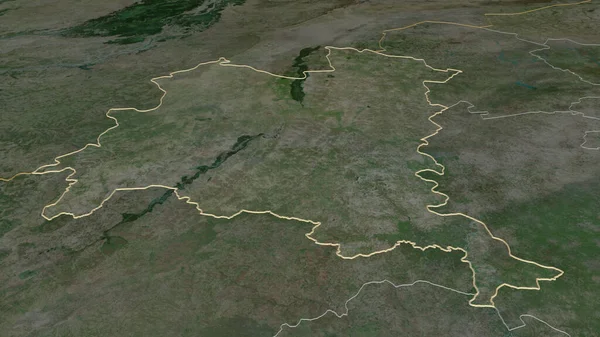 概述了Boucle Mouhoun 布基纳法索地区 的情况 斜的角度 卫星图像 3D渲染 — 图库照片