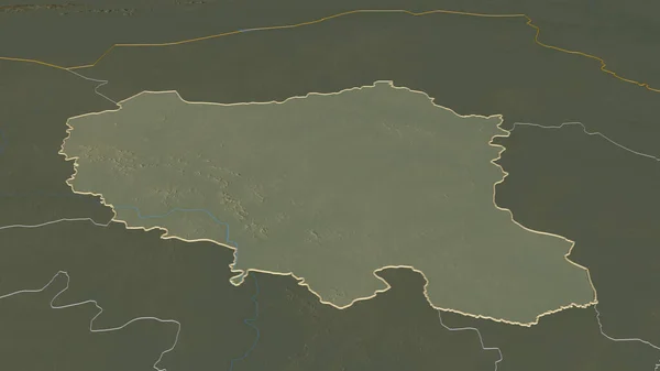 Zoom Centre Nord Region Burkina Faso Outlined Oblique Perspective Topographic — Stock Photo, Image