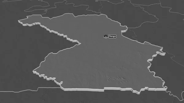 Zoom Centre Sud Region Burkina Faso Extruded Oblique Perspective Bilevel — Stock Photo, Image