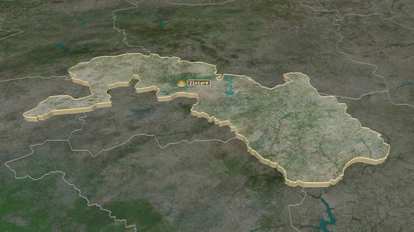 高原中部 布基纳法索地区 的放大被挤压 斜的角度 卫星图像 3D渲染 — 图库照片