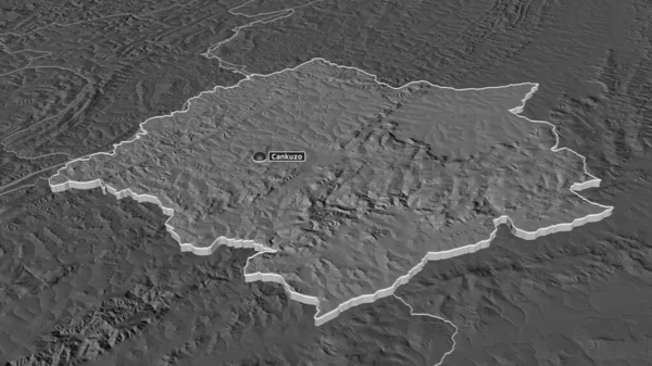 Ampliar Cankuzo Provincia Burundi Extruido Perspectiva Oblicua Mapa Elevación Bilevel — Foto de Stock