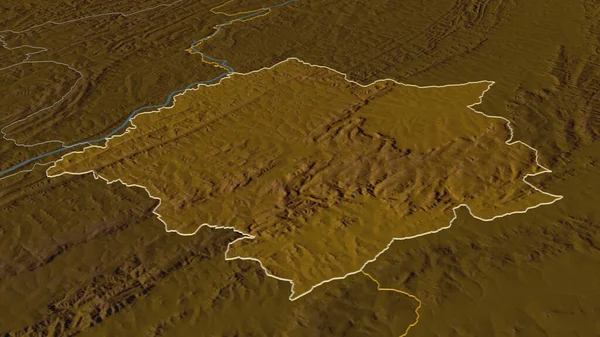 Zoom Cankuzo Province Burundi Outlined Oblique Perspective Topographic Relief Map — Stock Photo, Image