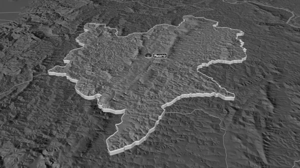 Ampliar Mwaro Provincia Burundi Extruido Perspectiva Oblicua Mapa Elevación Bilevel — Foto de Stock