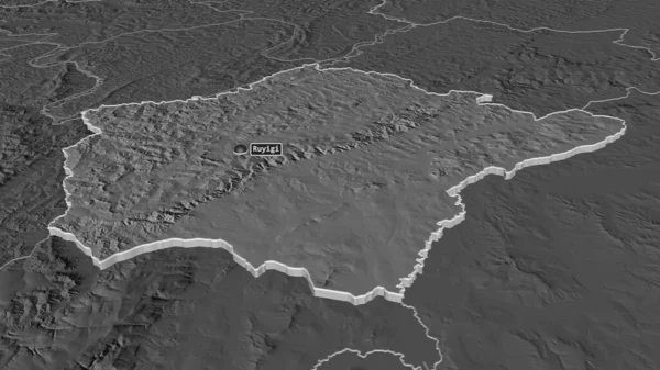 Ampliar Ruyigi Provincia Burundi Extruido Perspectiva Oblicua Mapa Elevación Bilevel — Foto de Stock